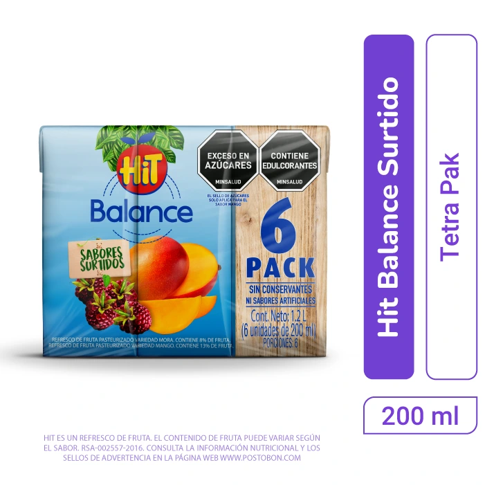 Hit Surtido Balance Tetrapak 200 ml x 6 und