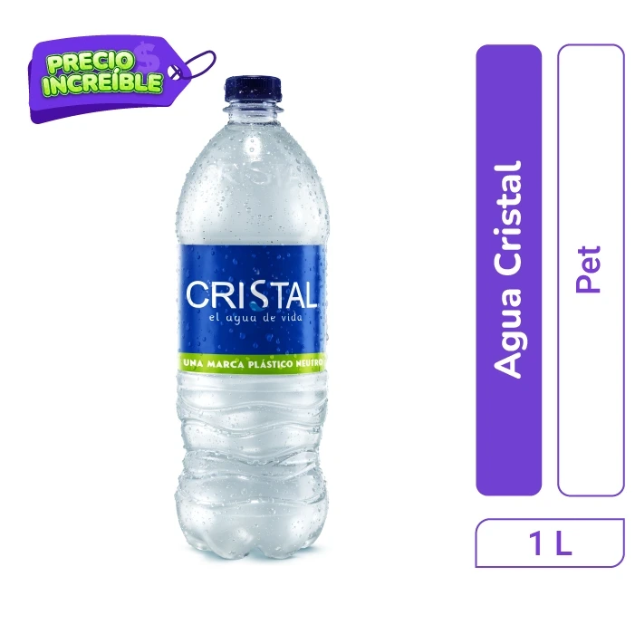 Agua Cristal 1 L Botella Pet x 1 und