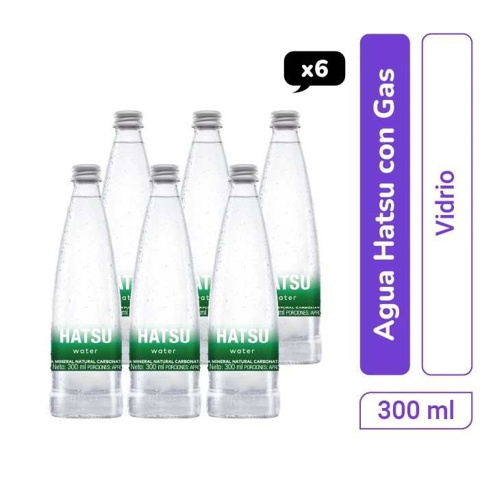 Agua Hatsu Con Gas vidrio 300 ml x 6 und