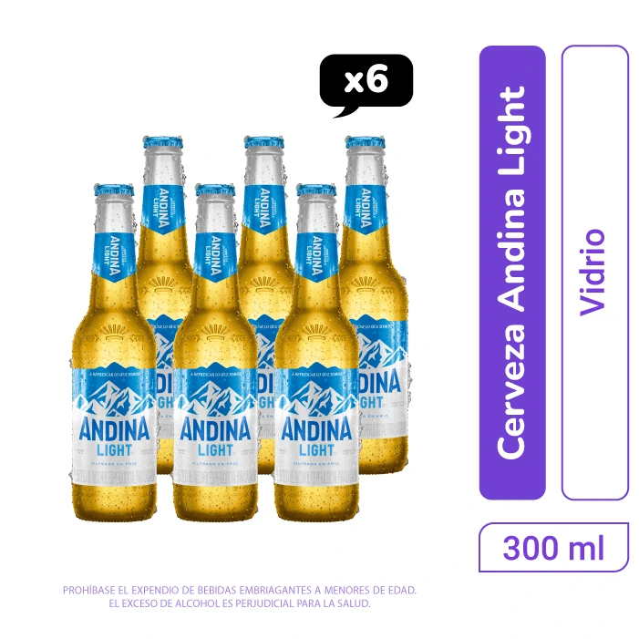 Cerveza Andina light botella 300 ml x 6und