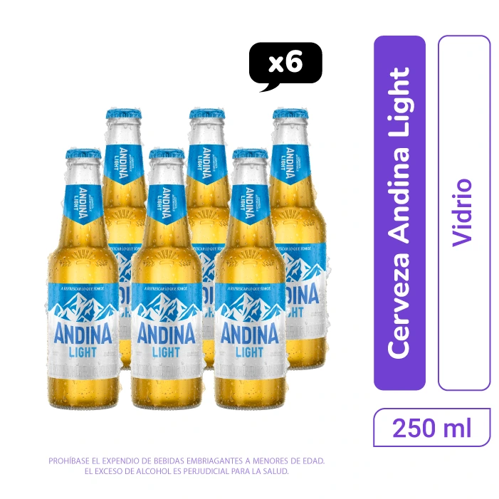 Cerveza Andina light botella 250 ml x 6und