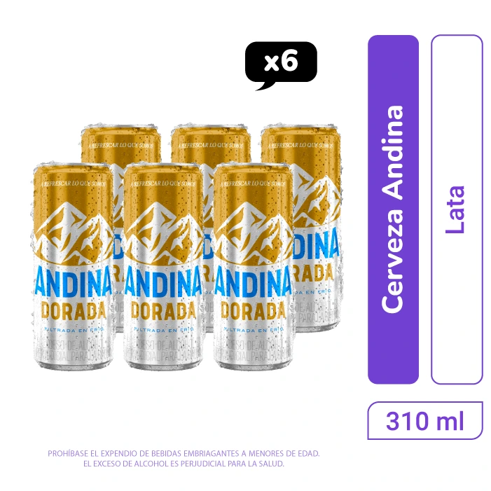 Cerveza Andina lata 310 ml x 6 und 