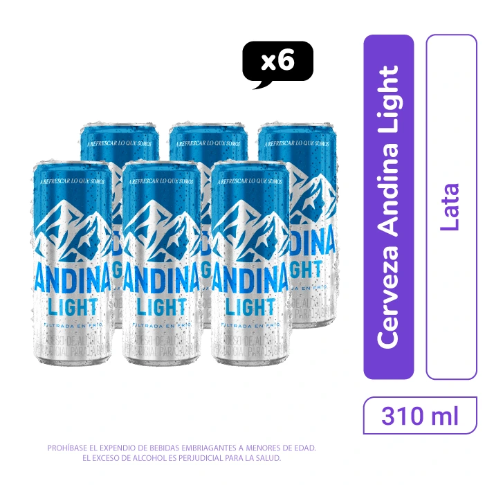 Cerveza Andina Light lata 310 ml x 6 und 