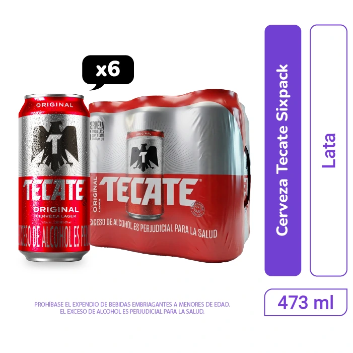 Cerveza Tecate Lata 473ml x 6 und