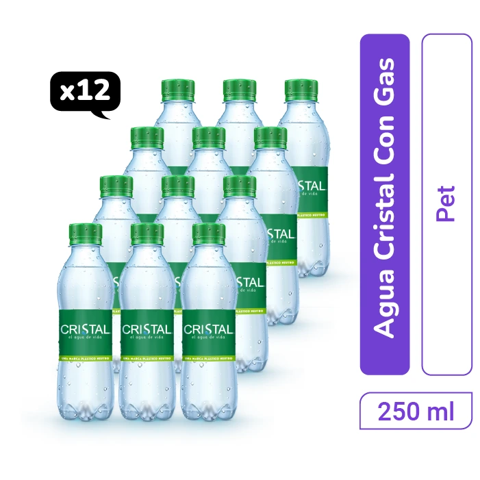 Agua Cristal Con Gas pet 250 ml x 12 und