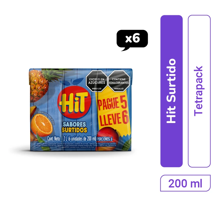 Hit Surtido Tetrapack 200 ml Pague 5 Lleve 6 