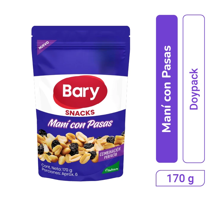 Snack Maní con Pasas Bary Doypack 170 gr x 1 und