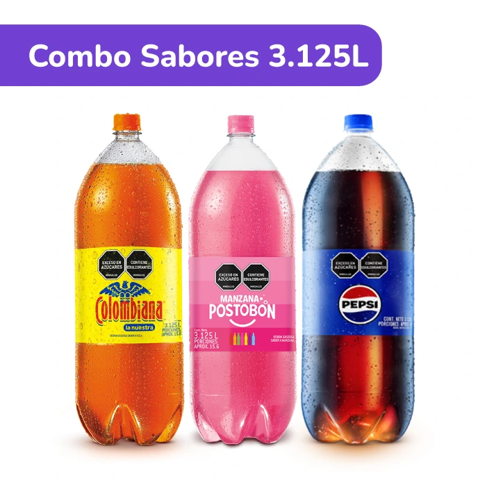 Combo Sabores Mega: Manzana + Colombiana + Pepsi 3.125 L