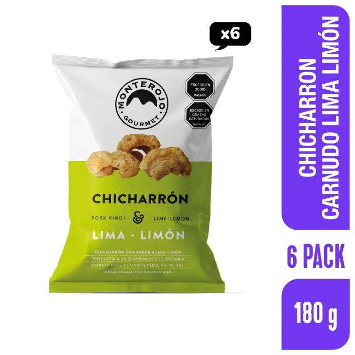 Chicharr&oacute;n Carnudo MonteRojo Lima Lim&oacute;n 30 g x 6 und (180 g)