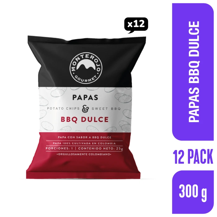 Papas MonteRojo Bbq Dulce 25 g x 12 und