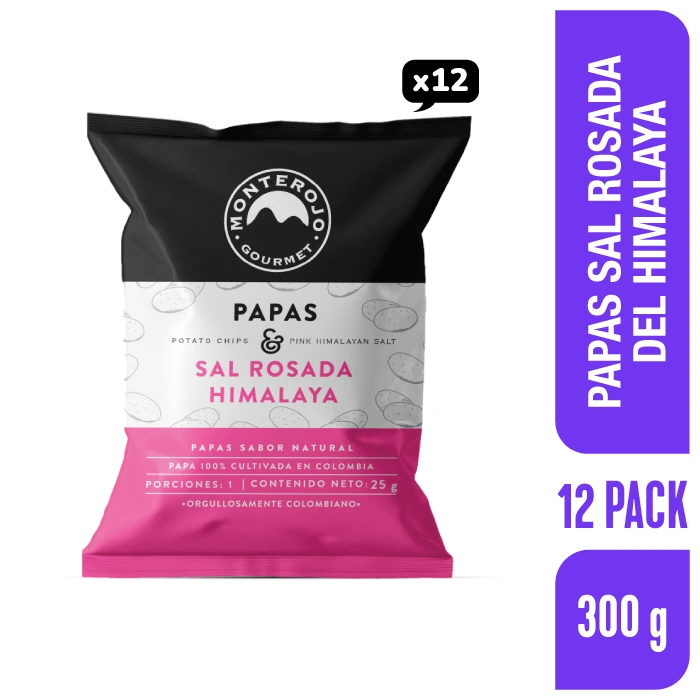Papas MonteRojo Sal Rosada Himalaya 25 g x 12 und (300 g)