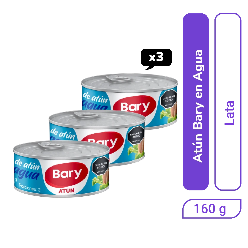 Atún en Agua Bary Lata 160 gr x 3 und