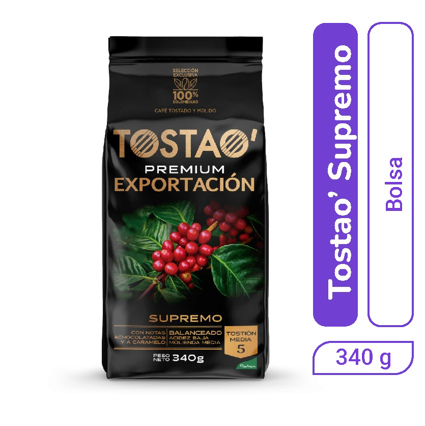 Café Tostao Supremo Tostado y Molido 340 gr x 1 und