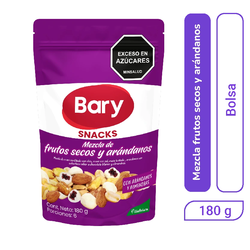 Snack frutos secos y arándanos Bary Doypack 160 gr x 1 und
