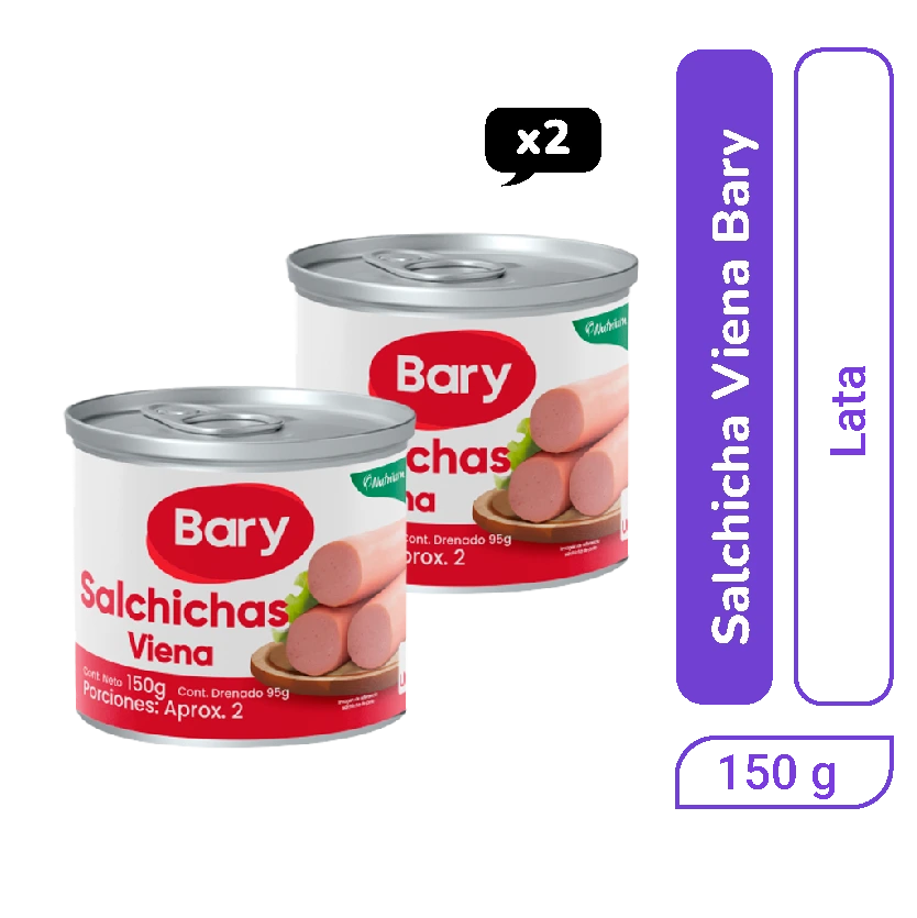 Salchicha Viena Bary 150 gr x 2 und