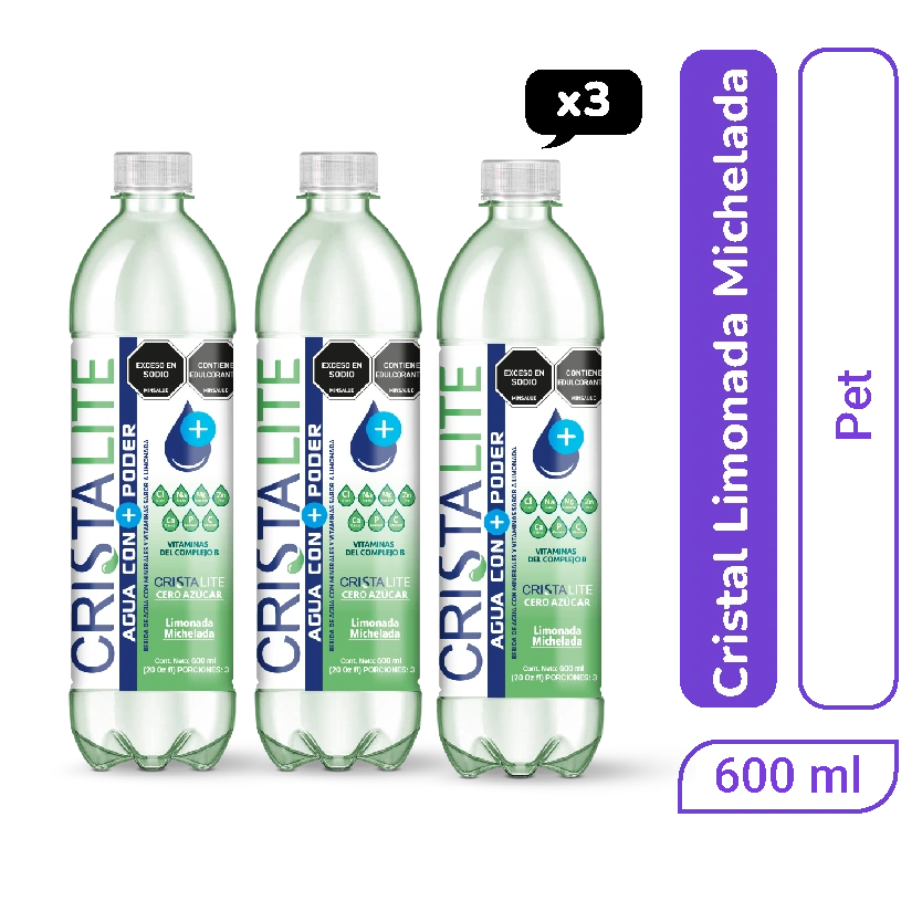 Agua Funcional Cristalite Limonada Michelada 600 ml x 3 und