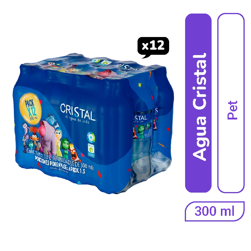 Agua Cristal pet 300 ml x 12 und