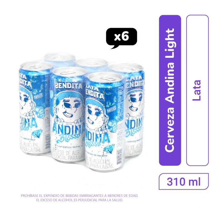 Cerveza Andina Light Blessd lata 310 ml x6 und