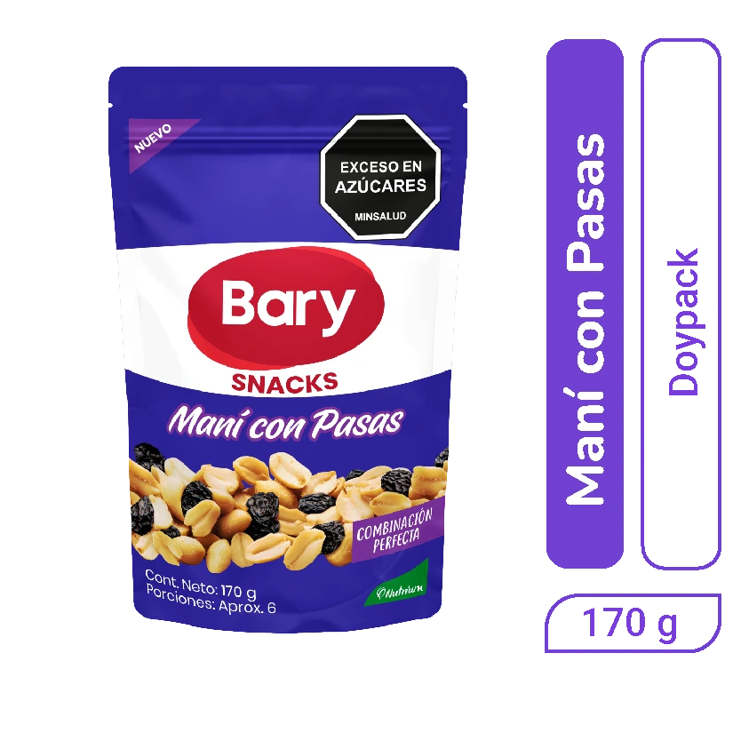 Snack Maní con Pasas Bary Doypack 170 gr x 1 und