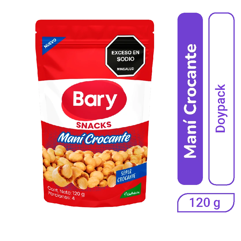 Snack Maní Crocante Bary Doypack 120 gr x 1 und
