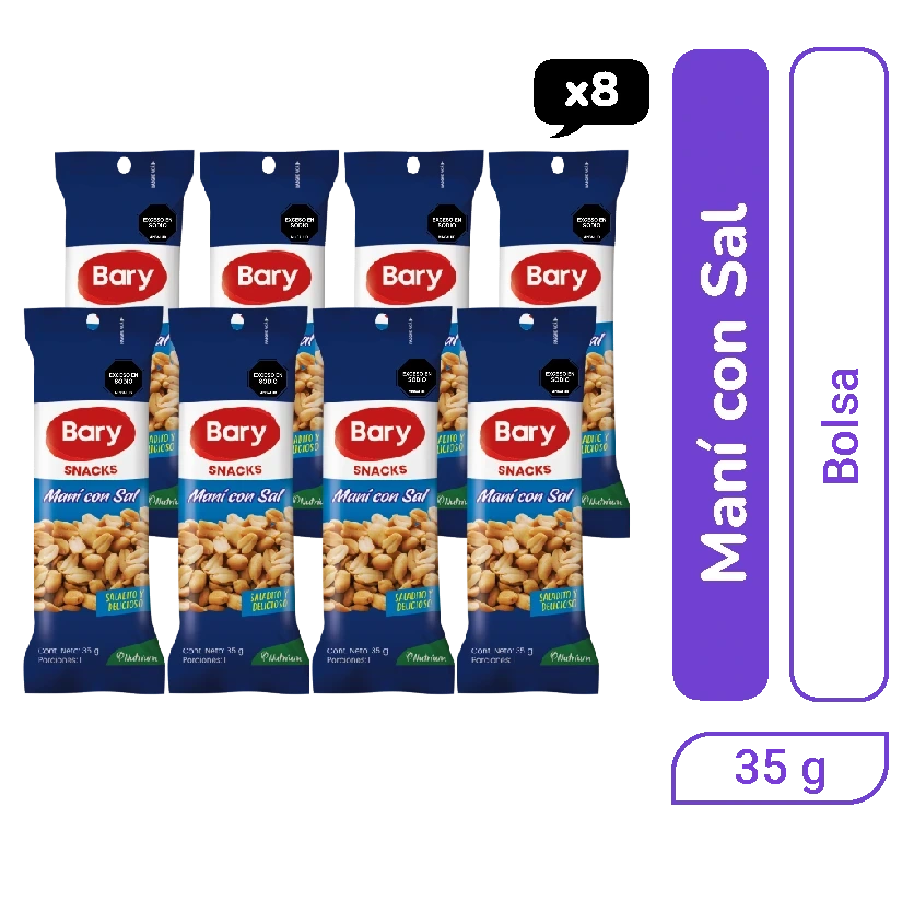 Maní con Sal Bary bolsa 35 gr x 8 und 