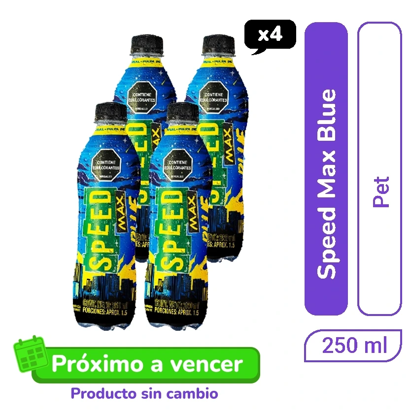 Energizante Speed Max Blue Pet 250 ml x 4 und