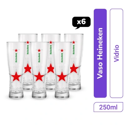 Vaso Heineken Vidrio 250 ml X 6 und