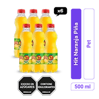 Hit Naranja Piña Pet 500 ml x 6und